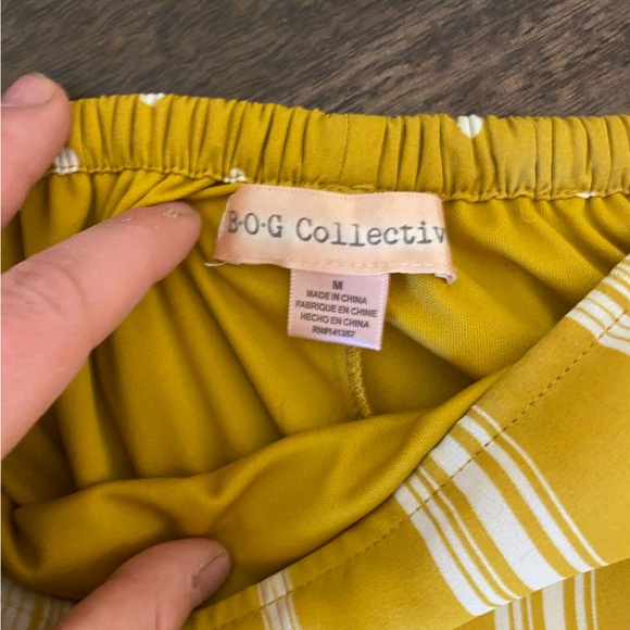Yellow&White, Polka Dots&Stripes Midi Skirt, Medium, BOG Collective (Nordstroms) - Picture 3 of 6